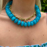 Bailey Chunky Beaded Necklace- Teal