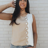 Sam Scallop Linen Sleeveless Top