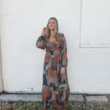 Alice Abstract-Print Velvet-Trimmed Maxi Dress