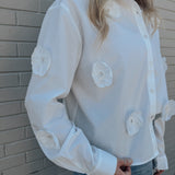 For You Flower Motif Long Sleeve Shirt
