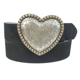 Western Heart Buckle w. Genuine Suede Belt