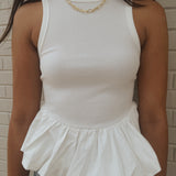 Ryann Ribbed Poplin Bubble Hem Top