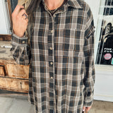 Posy Plaid Oversized Button Down
