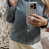 Kelsie Pearl Collar Denim Button Down