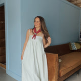 Summer Stripe Pleated Maxi Dress
