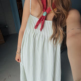 Summer Stripe Pleated Maxi Dress