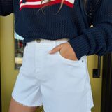 Ava White 4" Inseam A Line Shorts