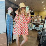 Strawberry Wine Oversized Shirt Dress