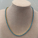 3mm Turquoise & 18K Gold Tennis Necklace