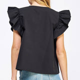 Tailor Ruffle Sleeve Poplin Top