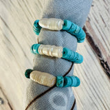 Keshi Pearl Turquoise Bandana Stretch Charm