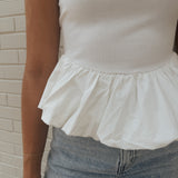 Ryann Ribbed Poplin Bubble Hem Top