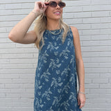 Faye Floral Denim Shift Dress