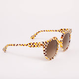 Aster - Toasted Moxie Round Checkered Sunglasses