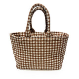 Anthia Gingham Brown Quilted Handbag