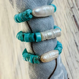 Keshi Pearl Turquoise Bandana Stretch Charm