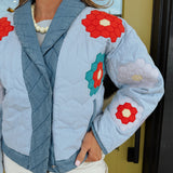 Shawl Colorful Quilted Snap Up Jacket