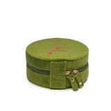 Velvet Jewelry Zip Case / Travel Organizer - Martini - Olive