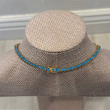 3mm Turquoise & 18K Gold Tennis Necklace
