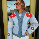 Shawl Colorful Quilted Snap Up Jacket