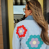 Shawl Colorful Quilted Snap Up Jacket