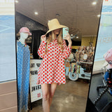 Strawberry Wine Oversized Shirt Dress