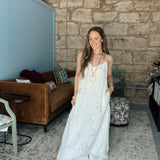 Star Fish Embroidery Eyelet Maxi Dress
