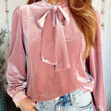 Bellame Velvet Tie Neck Blouse