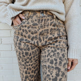 Waylon Washed Leopard Print Stud Pants