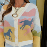 Lady Landscape Horse Knit Cardigan