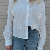 For You Flower Motif Long Sleeve Shirt