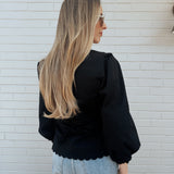 Hemline Square Neck Scalloped Blouse