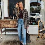 Posy Plaid Oversized Button Down