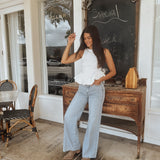 Ryann Ribbed Poplin Bubble Hem Top