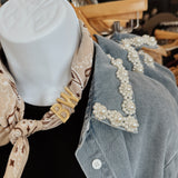 Kelsie Pearl Collar Denim Button Down