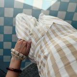 Saturday Striped Scarf Tube Top & Wide Leg Pants Set