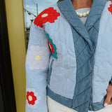 Shawl Colorful Quilted Snap Up Jacket