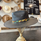 Straw Black Pinch Front Hat