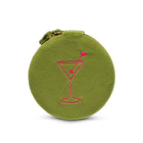 Velvet Jewelry Zip Case / Travel Organizer - Martini - Olive