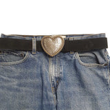 Western Heart Buckle w. Genuine Suede Belt