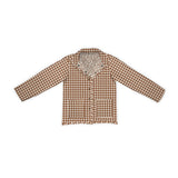 Anthia Gingham Brown Quilted Snap Jacket