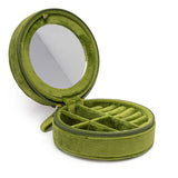 Velvet Jewelry Zip Case / Travel Organizer - Martini - Olive