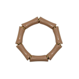 Taupe Acrylic Bamboo Bracelet with Gold Accents