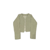 Anthia Gingham Olive/Linen Cropped Quilted Jacket