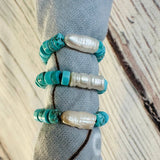 Keshi Pearl Turquoise Bandana Stretch Charm