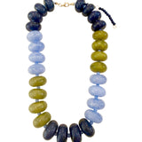 Carissa Chunky Beaded Necklace- Light Blue Chartreuse Mix
