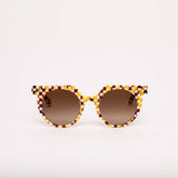 Aster - Toasted Moxie Round Checkered Sunglasses
