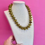 Circle Bauble Ball Necklace - Olive Green
