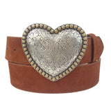 Western Heart Buckle w. Genuine Suede Belt