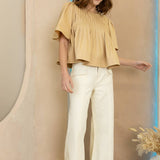 Paige Pleated Short Sleeve Blouse